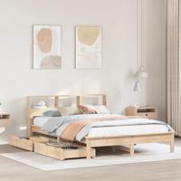 Bed met boekenkast zonder matras massief grenenhout 120x200 cm