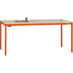 Manuflex LD1113.2001 ESD ESD-werktafel UNIDESK met rubber schijf, onderstel roodoranje RAL 2001, bxdxh = 2000 x 800 x 720-730 mm Rood-oranje (RAL 2001)