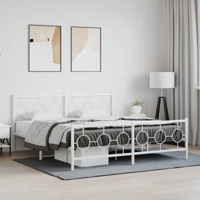 Bedframe met hoofd- en voeteneinde metaal wit 180x200 cm