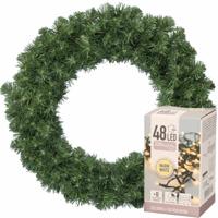 Decoris Kerstkrans - groen - 35 cm - verlichting warm wit