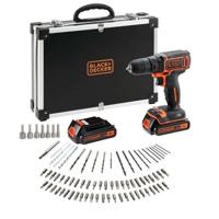 BLACK & DECKER BDCDC18BAFC - Boormachine - Li-ion 2x18 V batterij + 80 accessoires - Oranje