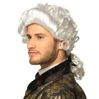 Pruik Barok - wit - heren - lakei - middeleeuwen - edelman - verkleden - carnaval Pruik Barok - wit - heren - lakei - middeleeuwen - edelman - verkleden - carnaval