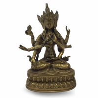 Tara Boeddha Beeld met Drie Gezichten Bronskleurig - 22 x 13 cm