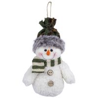 Kersthanger/kerstornament sneeuwpop knuffeltje - 15 cm - pluche - thumbnail
