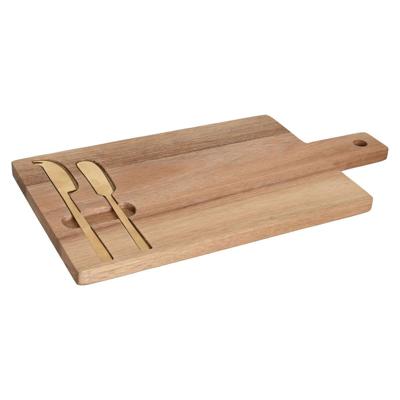 Snijplank voor kaas Home ESPRIT Roestvrij staal Acacia 38 x 20 x 1,5 cm (3 Onderdelen)