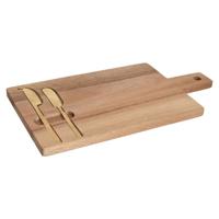 Snijplank voor kaas Home ESPRIT Roestvrij staal Acacia 38 x 20 x 1,5 cm (3 Onderdelen)
