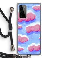Roze wolken met vogels: OnePlus 9 Pro Transparant Hoesje met koord