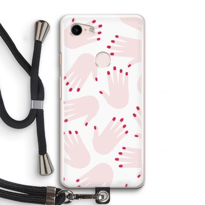 Hands pink: Pixel 3 Transparant Hoesje met koord