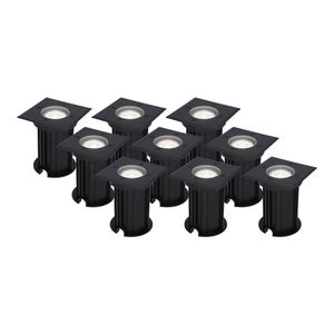 9x Ramsay dimbare LED grondspot - Vierkant - Zwart - 6000K daglicht wit - 5 Watt - IP67 straal waterdicht - 3 jaar garantie Grondspot buiten 230V