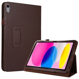 Lunso - iPad 10 (2022) - Stand flip Bookcase hoes - Bruin