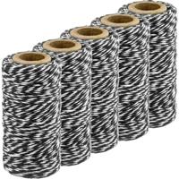 Zwart/wit bakkerstouw - 5x - 50 meter - hobby materiaal - Baktouw/slagerstouw/bindtouw