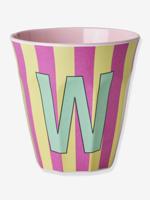 Gestreepte melamine mok LETTER W rice, medium 250 ml meerkleurig