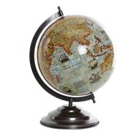 Wereldbol/globe op voet - kunststof - blauw - home decoratie artikel - D25 x H35 cm