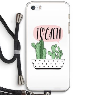 I love cacti: iPhone 5 / 5S / SE Transparant Hoesje met koord