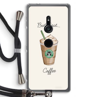 But first coffee: Sony Xperia XZ2 Transparant Hoesje met koord