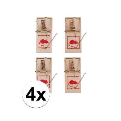 Benson Muizenval - 4x stuks - hout/metaal - 10 x 4,5 cm