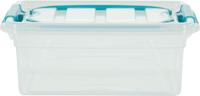 Whitefurze Carry Box opbergdoos 5 liter, transparant met blauwe handvaten