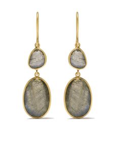 PIPPA SMALL boucles d'oreilles Double Drop en or 18ct et labradorite - Gris