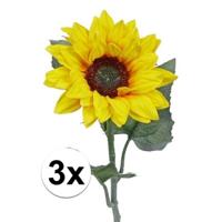 Kunstbloem Zonnebloem tak - 3x - 81 cm - geel - kunst zijdebloem - decoratie Kunstbloem Zonnebloem tak - 3x - 81 cm - geel - kunst zijdebloem - decoratie