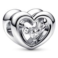 Pandora 792493C01 Bedel Radiant Heart & Floating Stone zilver-zirconia - thumbnail