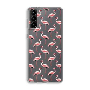 Flamingoprint groen: Samsung Galaxy S21 Plus Transparant Hoesje