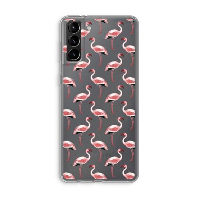 Flamingoprint groen: Samsung Galaxy S21 Plus Transparant Hoesje