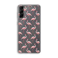 Flamingoprint groen: Samsung Galaxy S21 Plus Transparant Hoesje