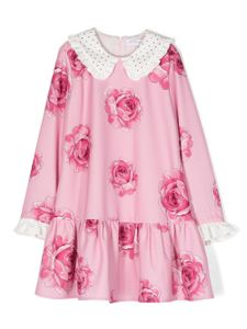 Monnalisa robe fleurie à jupe volantée - Rose