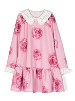 Monnalisa robe fleurie à jupe volantée - Rose