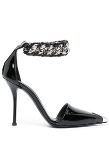 Alexander McQueen escarpins en cuir à détail de chaîne 105 mm - Noir