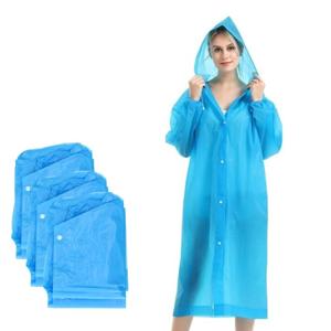 Regenjas poncho met capuchon en drukknoopsluiting - 3x - blauw - PVC - one size