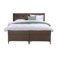 Leen Bakker - Boxspring Liv Geruit - 160x200 Cm - Slanke Poot - Stof/Velvet - Bruin