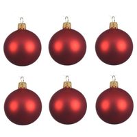 6x Glazen kerstballen mat kerst rood 8 cm kerstboom versiering/decoratie   -