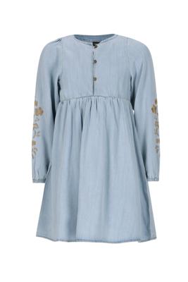 Like Flo winter jurk meisjes - blauw - Mischa - chambrey - borduursel op mouw