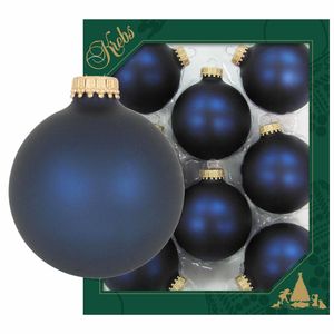 24x Midnight haze donkerblauwe glazen kerstballen mat 7 cm