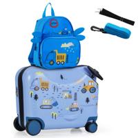 2-delige Kinderkoffer + Rugzak 47 cm Lange Opzittas en 30 cm Brede Rugzak Graafmachine
