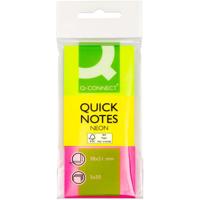 Q-CONNECT Quick Notes, ft 38 x 51 mm, 50 vel, etui van 3 blokken in neonkleuren