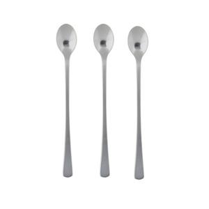 Lange Koffielepels/dessertlepels - 3x - zilver - RVS - 22 cm - latte macchiato/sorbet lepels