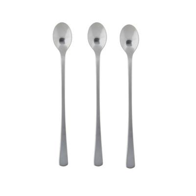 Lange Koffielepels/dessertlepels - 3x - zilver - RVS - 22 cm - latte macchiato/sorbet lepels
