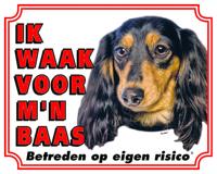 Teckel Langhaar Waakbord - Ik waak voor mijn Baas Teckel Langhaar Waakbord - Ik waak voor mijn Baas