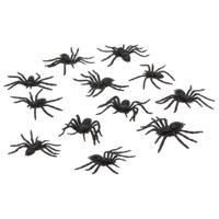 Atosa decoratie nep spinnen - 12x stuks - kunststof - zwart - 3 x 6 cm - Halloween