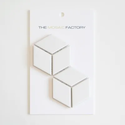 The Mosaic Factory Paris Mozaiek Tegel Cubic - Wit Porselein Geglazuurd 266x305 mm