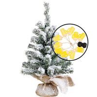 Mini kerstboom - besneeuwd - met bier thema verlichting - H45 cm - Kunstkerstboom - thumbnail