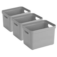Sunware Opbergbox Sigma - 3x - kunststof - grijs - 18 liter - Opbergbakken/opbergers