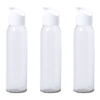 6x Stuks glazen waterfles/drinkfles transparant met schroefdop met wit handvat 470 ml - thumbnail