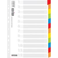 OFFICE products tabbladen, A4, karton, 11-gaatsperforatie, geassorteerde kleuren, 12 tabs