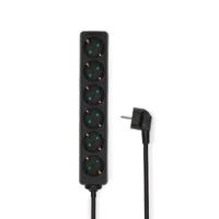 Stekkerdoos | Randaarde stekker / Type F (CEE 7/7) | 6-wegs | 3.00 m | 3680 W | 16 A | Soort aarding: Zijcontacten | 230 V AC 50/60 Hz | Hoek van stopcontact: 45 ° | H05VV-F 3G 1,5 mm² | Zwart