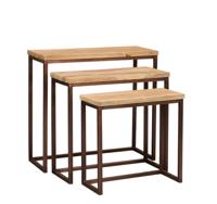 Zoah Koper Mango Hout Rechthoekige Wandtafel set van 3