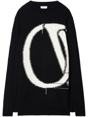 Off-White pull en laine à logo intarsia - Noir