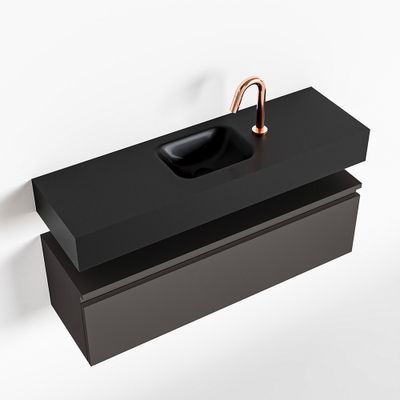 Toiletmeubel Mondiaz Andor | 100 cm | Meubelkleur Dark grey | Lex vrijhangend wastafel Urban Midden | 1 kraangat